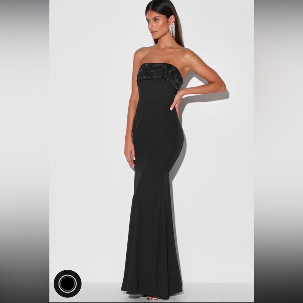 Lulu’s Brilliantly Bold Black Strapless Mermaid Maxi Dress